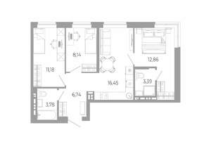 3-к квартира, вторичка, 62м2, 2/12 этаж
