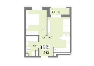 1-к квартира, вторичка, 38м2, 26/26 этаж