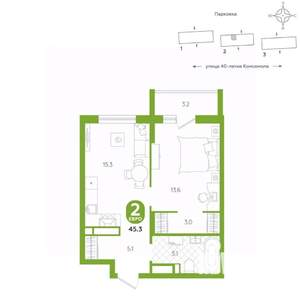 1-к квартира, вторичка, 45м2, 12/20 этаж