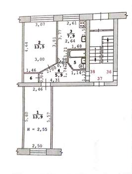 2-к квартира, вторичка, 45м2, 1/5 этаж