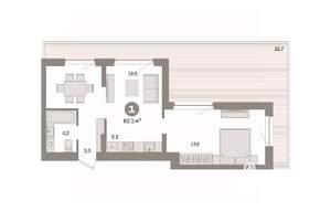 1-к квартира, вторичка, 82м2, 7/7 этаж