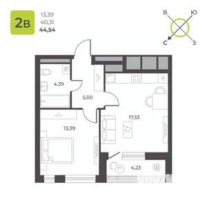 1-к квартира, вторичка, 45м2, 4/23 этаж