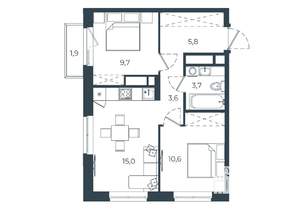 2-к квартира, вторичка, 50м2, 6/25 этаж