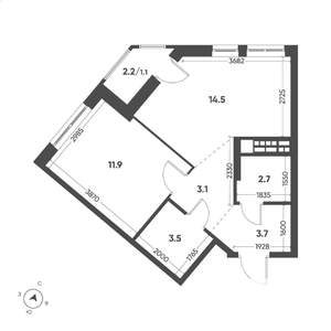1-к квартира, вторичка, 41м2, 13/15 этаж