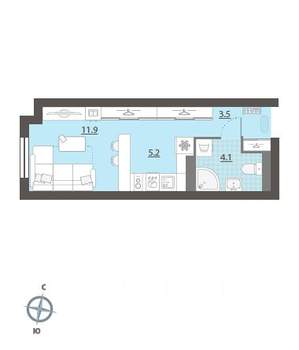 Студия квартира, вторичка, 25м2, 27/32 этаж