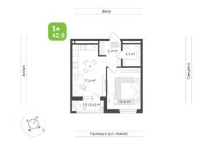 1-к квартира, вторичка, 43м2, 5/17 этаж