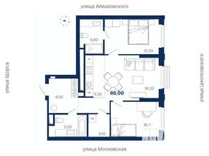 2-к квартира, вторичка, 66м2, 19/29 этаж