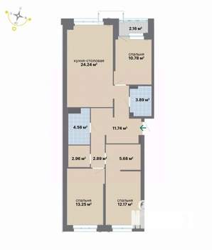 3-к квартира, вторичка, 94м2, 3/9 этаж