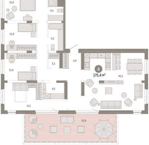 4-к квартира, вторичка, 175м2, 17/24 этаж