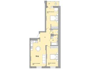 2-к квартира, сданный дом, 77м2, 11/21 этаж