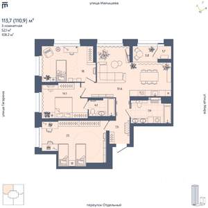 3-к квартира, строящийся дом, 111м2, 10/29 этаж