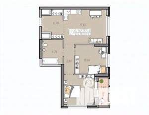 2-к квартира, строящийся дом, 57м2, 25/33 этаж