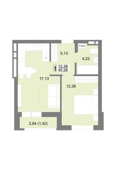 1-к квартира, строящийся дом, 40м2, 5/22 этаж