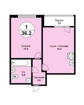 1-к квартира, вторичка, 36м2, 16/30 этаж
