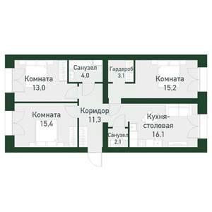 3-к квартира, вторичка, 86м2, 2/4 этаж