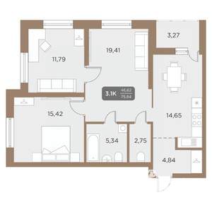 3-к квартира, вторичка, 76м2, 18/24 этаж