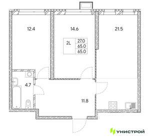 2-к квартира, вторичка, 65м2, 22/30 этаж