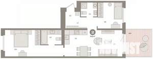 2-к квартира, вторичка, 75м2, 2/8 этаж