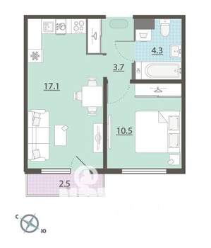 1-к квартира, вторичка, 36м2, 3/15 этаж
