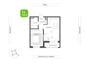 1-к квартира, вторичка, 45м2, 2/17 этаж