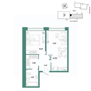 2-к квартира, вторичка, 41м2, 4/24 этаж