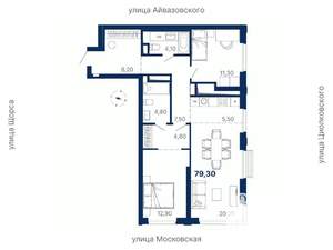 2-к квартира, вторичка, 79м2, 28/29 этаж