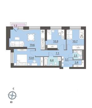 3-к квартира, вторичка, 75м2, 9/32 этаж