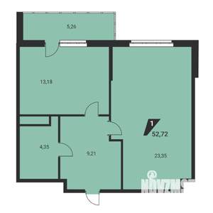1-к квартира, вторичка, 53м2, 22/25 этаж