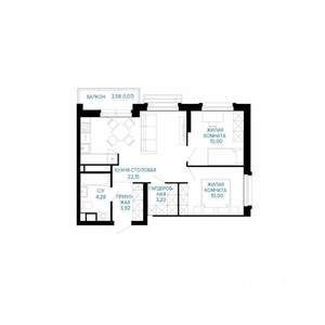 2-к квартира, вторичка, 55м2, 3/30 этаж