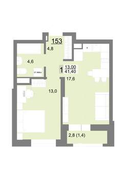 1-к квартира, вторичка, 41м2, 18/26 этаж