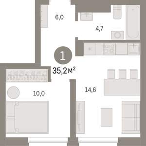 1-к квартира, вторичка, 35м2, 5/7 этаж