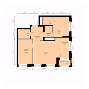 2-к квартира, строящийся дом, 70м2, 25/30 этаж