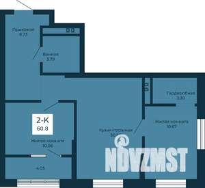 2-к квартира, вторичка, 61м2, 24/25 этаж