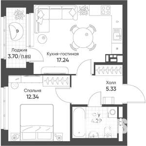 1-к квартира, вторичка, 41м2, 10/16 этаж