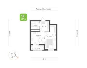 1-к квартира, вторичка, 38м2, 3/17 этаж