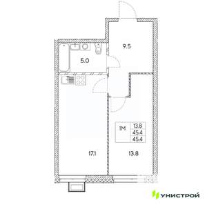 1-к квартира, вторичка, 45м2, 16/31 этаж