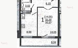 1-к квартира, вторичка, 32м2, 2/10 этаж