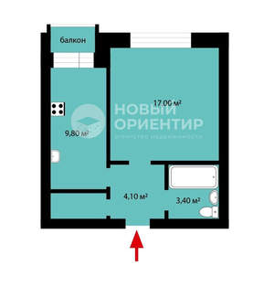 1-к квартира, вторичка, 36м2, 3/9 этаж