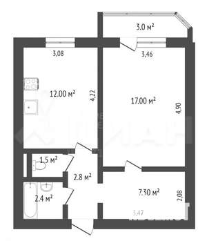 2-к квартира, вторичка, 47м2, 5/5 этаж