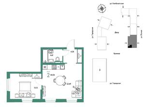 2-к квартира, строящийся дом, 45м2, 24/24 этаж