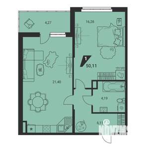 2-к квартира, вторичка, 50м2, 4/25 этаж