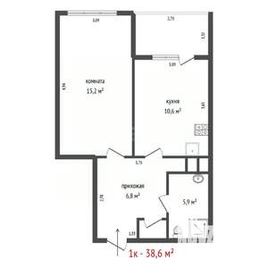 1-к квартира, вторичка, 39м2, 6/26 этаж