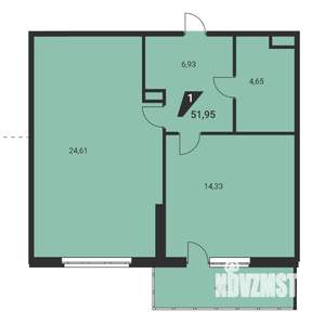 2-к квартира, вторичка, 52м2, 3/25 этаж