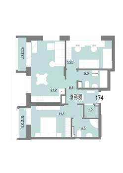 2-к квартира, вторичка, 70м2, 4/25 этаж