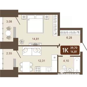 1-к квартира, вторичка, 40м2, 2/24 этаж