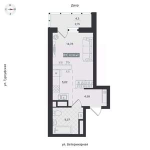 1-к квартира, вторичка, 32м2, 14/24 этаж