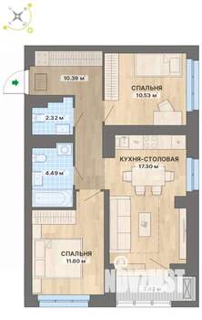 2-к квартира, вторичка, 60м2, 15/26 этаж