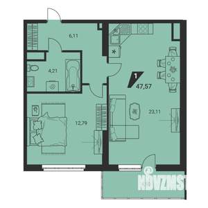 1-к квартира, вторичка, 48м2, 22/25 этаж