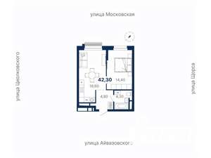 1-к квартира, вторичка, 42м2, 21/30 этаж