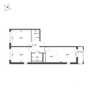 2-к квартира, вторичка, 72м2, 15/15 этаж